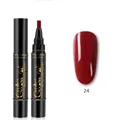 Deep red shade 24 of the 3-in-1 UV LED nail gel polish pen in 5ml size for manicure - Q-24 Wine Red