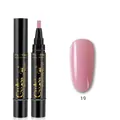 3-in-1 nail gel pen in dusty rose shade 19 with glossy finish on elegant almond nails - Q-19 Rose Red