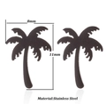 Detailed size chart of stainless steel coconut tree earrings measuring 8mm by 11mm - Coconut Tree / Black