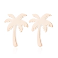 Macro shot of rose gold palm tree earrings with reflective finish on white background - Gold