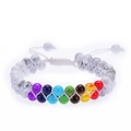 Bracciale intrecciato a doppio strato in turchese bianco con sette pietre chakra colorate - Bracciale a Doppia Fila Chakra Turchese Bianco (6mm)