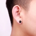 Minimalist black magnetic ear studs for men with non-piercing punk style clip-on design - 8mm / Black