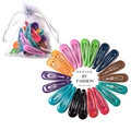 Colorful candy-colored metal snap hair clips set with grey organza storage bag - Dark Color (20 Pieces)
