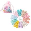 Detailed arrangement of colorful macaron candy color hairpins in a mesh gift bag - Light Color (20 Pieces)