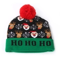 Christmas knit hat with LED lights, pompom, and festive Santa Claus and reindeer patterns - One Size / Santa & Reindeer