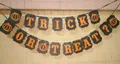 Vintage kraft paper Trick or Treat banner with pumpkin silhouette for Halloween party - TRICK OR TREAT? / Black Base