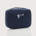 Navy blue large capacity memory fabric toiletry bag with exquisite life slogan - Navy Blue