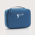 Dunkelblaue Kosmetiktasche aus Memory-Gewebe mit großem Fassungsvermögen und Aufdruck - Tintenblau