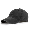 Gorra de béisbol clásica de mezclilla lavada en gris carbón vintage con visera curva - Ajustable / Negro