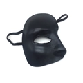 Classic black phantom masquerade half face mask with matte finish and elastic strap - One Size / Black