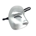 Phantom of the Opera style silver half face mask with black elastic strap for masquerade - One Size / Silver