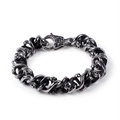 Pulsera punk de acero inoxidable para hombre con calaveras y acabado plata antigua - Estilo de Calavera (KB109998-BD)