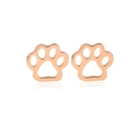 Polished rose gold hollow cat paw stud earrings for women with animal footprint design - Rose Gold