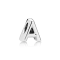 Polished silver alloy letter A charm bead for DIY personalized bracelets and jewelry - Letter A / Silver