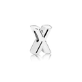 Polished silver alloy letter X bead charm for customizable jewelry bracelets - Letter X / Silver