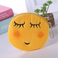 Monedero redondo de felpa amarilla con bordado de emoji y cadena de bolas de metal - Estilo 13