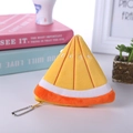 Cartoon orange slice plush coin purse with yellow chain and embroidery details - Triangle Tangerine