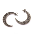 DIY Mond-Anhänger aus antiker Bronze mit filigranem Muster für Schmuckherstellung - 30x39mm / Antikbronze