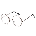 Retro round thin metal frame sunglasses in brown with clear lenses and black tips - Tea Frame Clear Lens