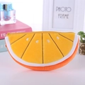 Cute orange slice plush pencil case with zipper closure and portable chain strap - Orange Fruit
