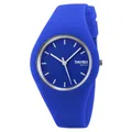 Montre à quartz minimaliste en silicone bleu brillant pour femme avec cadran analogique - Bleu foncé