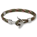 Heren ankerarmband met kleurrijk gevlochten touw en gepolijste zilveren ankersluiting - Rood Wit Groen Mix