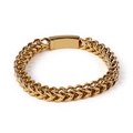 Pulsera para hombre de acero inoxidable dorado con eslabones cuadrados y cierre de caja - Dorado