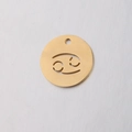 15mm mirror polished gold stainless steel pendant with Cancer zodiac symbol cutout - Cancer (Gold 4)