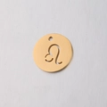 Golden 15mm round Leo zodiac pendant in mirror-polished stainless steel for DIY jewelry - Leo (Gold 5)
