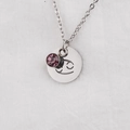 Silver zodiac Cancer necklace with a pink birthstone in a mirror finish steel - Cancer Pink Gemstone (Shades 4-6)