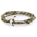 Detailed macro view of the silver Vikings anchor clasp on a green braided nautical bracelet - SA-02 Green White Red