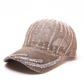 Breathable knitted baseball cap with rhinestone embellishments in light beige - One Size / Khaki