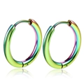 Orecchini a cerchio in acciaio inossidabile arcobaleno da uomo con finitura lucida - 8mm / Colorato