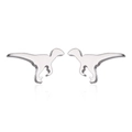 Minimalist polished stainless steel dinosaur stud earrings for women on white background - Steel