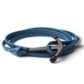 Bracciale da uomo in pelle intrecciata blu con chiusura ad ancora nera - Celeste