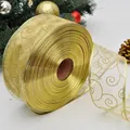 Nastro in organza dorata con glitter e bordi metallici per confezioni regalo natalizie - 5cm Oro