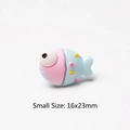 Pink and blue cartoon fish resin charm detail showing 16x23mm small size for DIY craft - Small Bubble Fish / 16x23mm
