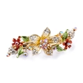 Vintage floral spring hair clip with hand-painted petals and colorful rhinestones - Champagne/Painted Five-petal Flower