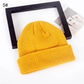 Bright yellow ribbed knit beanie with a wide cuff and dome top design for autumn winter - M (56-58cm) / Yellow