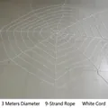 Gigantische 3m witte spinnenweb decoratie met 9-strengs touw voor Halloween feest - 2.5m Rond Wit Web