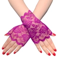 Gants de protection solaire en dentelle violette à demi-doigts avec motifs floraux - Taille unique / Violet