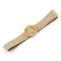 Ceinture tressée extensible beige avec boucle ronde style bois au design décontracté - 904 Kaki