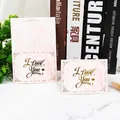Pink marble business greeting card with gold foil I Love You text and heart accents - 09 I Love You