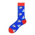 Chaussettes de skate en coton avec motif requin bleu, bords et pointes rouges - Motif de requin bleu