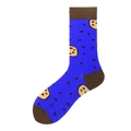 Chaussettes bleues avec motif de biscuits mignons et détails marrons pour adultes - Motif Biscuit Bleu