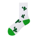 Chaussettes blanches en coton avec motifs cactus verts et détails verts au talon et pointe - Motif Cactus Blanc