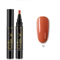 3-in-1 nail gel pen in shade 12 bright orange red with sleek black tube design - Q-12 Orange