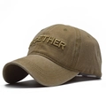 Distressed khaki cotton baseball cap with 3D Together embroidery and adjustable strap - Adjustable / Washed Khaki