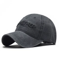 Washed black cotton baseball cap with TOGETHER 3D embroidery and vintage finish - Adjustable / Washed Dark Grey
