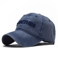 Navy blue washed cotton baseball cap with 3D GETHER embroidery and vintage texture - Adjustable / Washed Navy